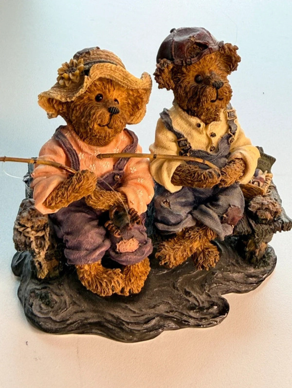 Boyds Bears Becky & Tom Simpler Times Fishing Bearstone Figurine 2002 sku08